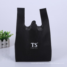 Wholesale Custom Logo Black Eco-Friendly Non Woven Tote Shopping Bag T-Shirt Bags for Grocery